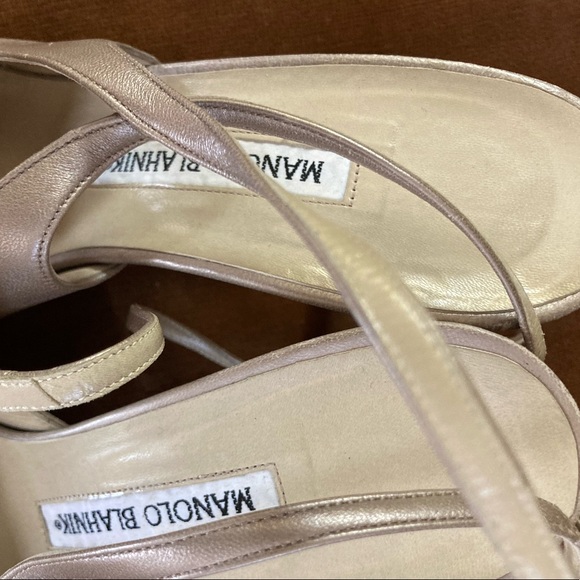 Gold Manolo Blahnik strap heels - Picture 3 of 4